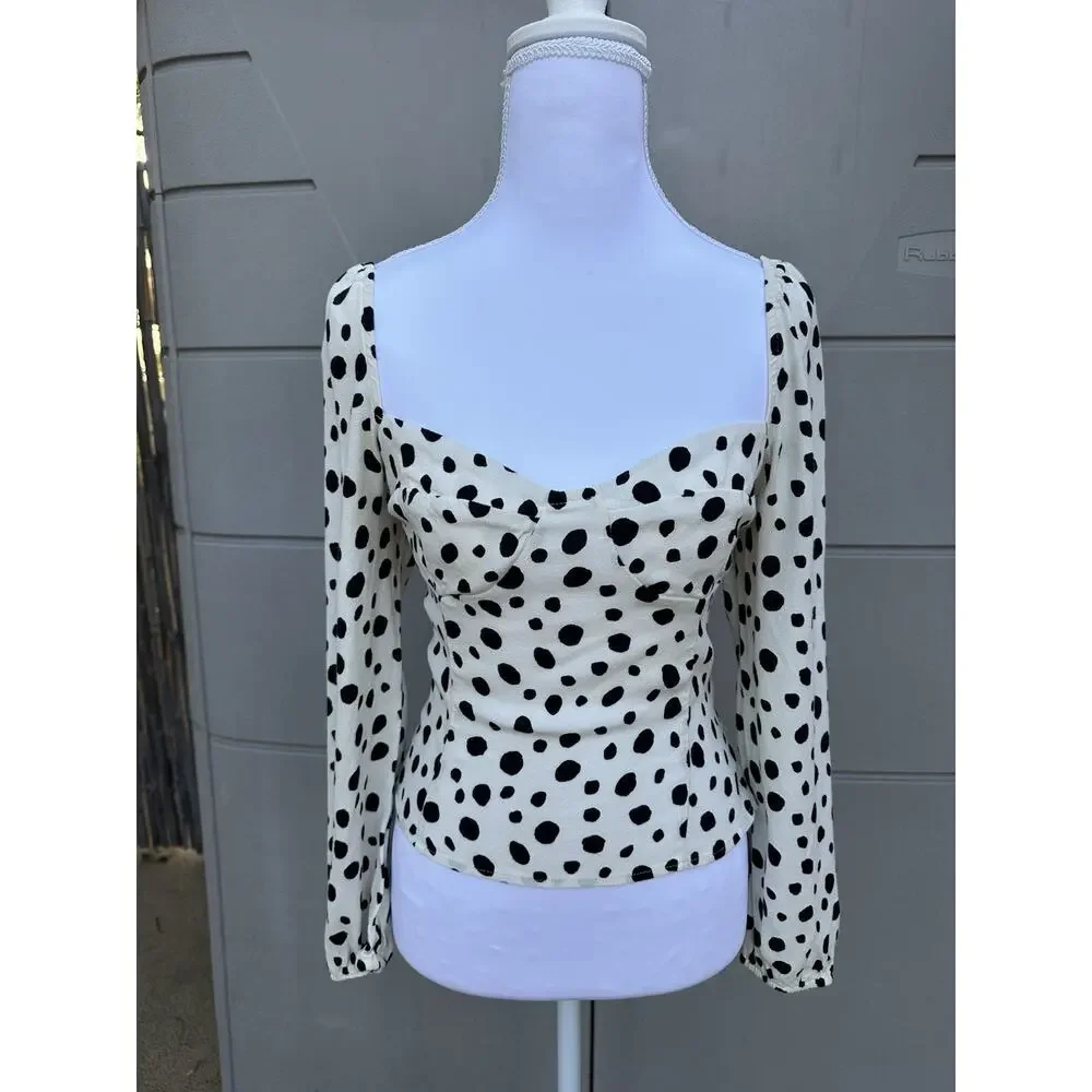 Reformation Reign Top Puff Sleeves Ink Blot Empire Waist Renaissance Milk Maid 6